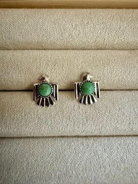 Sterling Silver Turquoise Thunderbird Stud Earrings